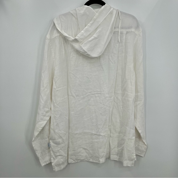 NWT Onia Men's Kai Linen Hooded Popover Shirt Top Off White Size XL Kaftan - Picture 5 of 9